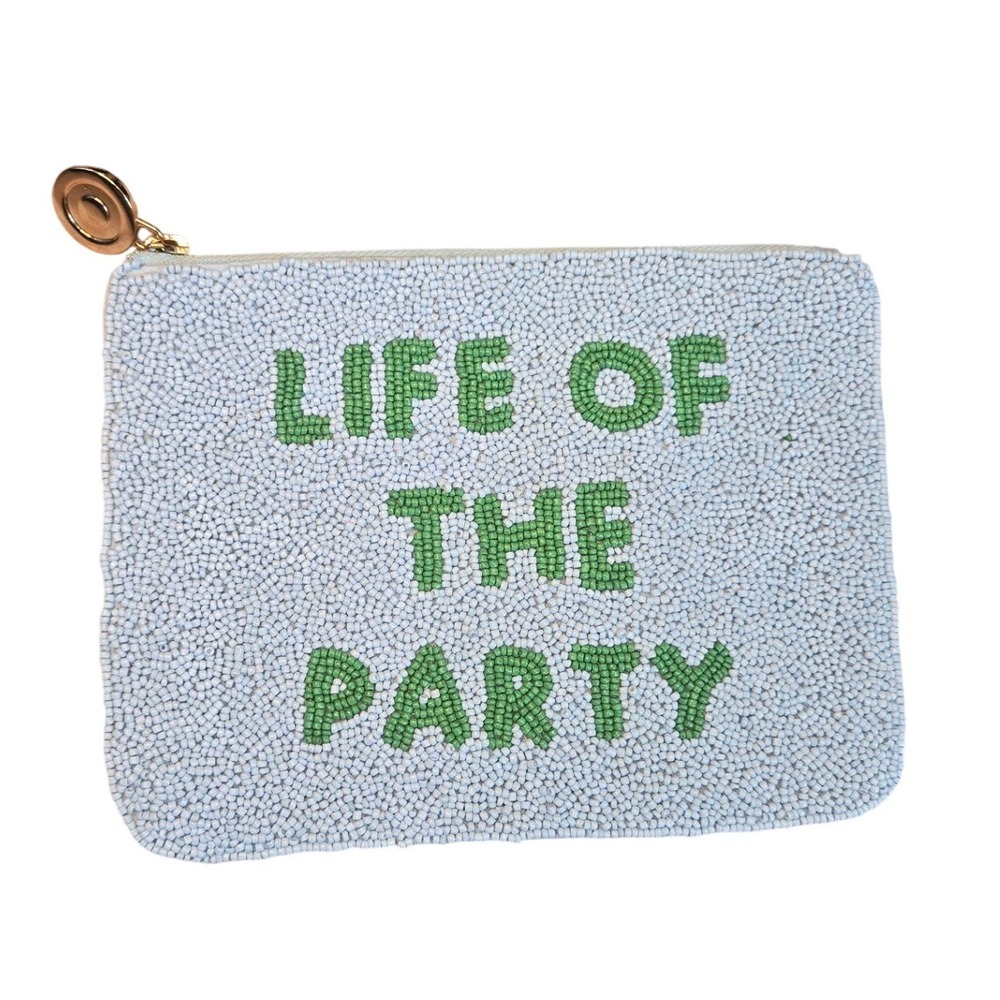 Kate Spade Beaded Clutch Bag Pouch Life of the Party Blue Green Zipper NWOT